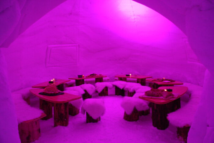 Ice bar village igloo d'Avoriaz pour un séminaire à la neige