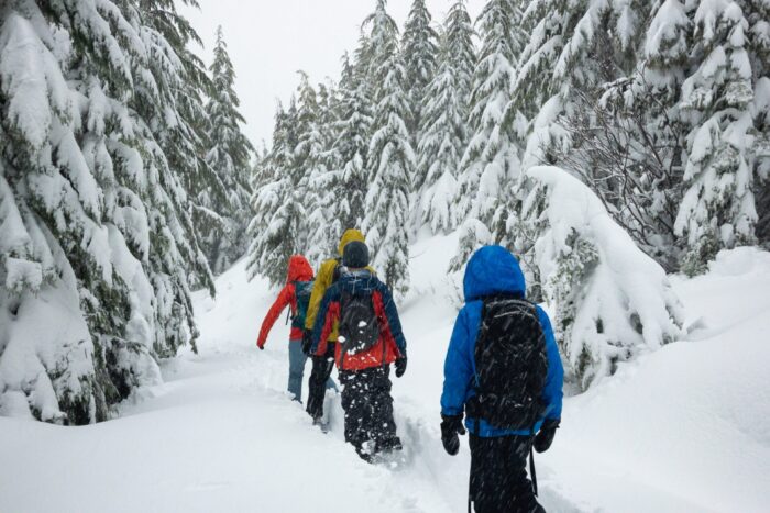 Balade en raquette à neige à Megève pour un séminaire en hiver à la montagne